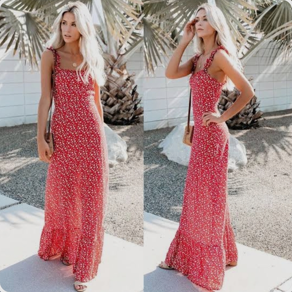 Vici Red Floral Maxi Dress